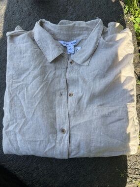 Old Navy Beige Linen-Blend Button Down Shirt